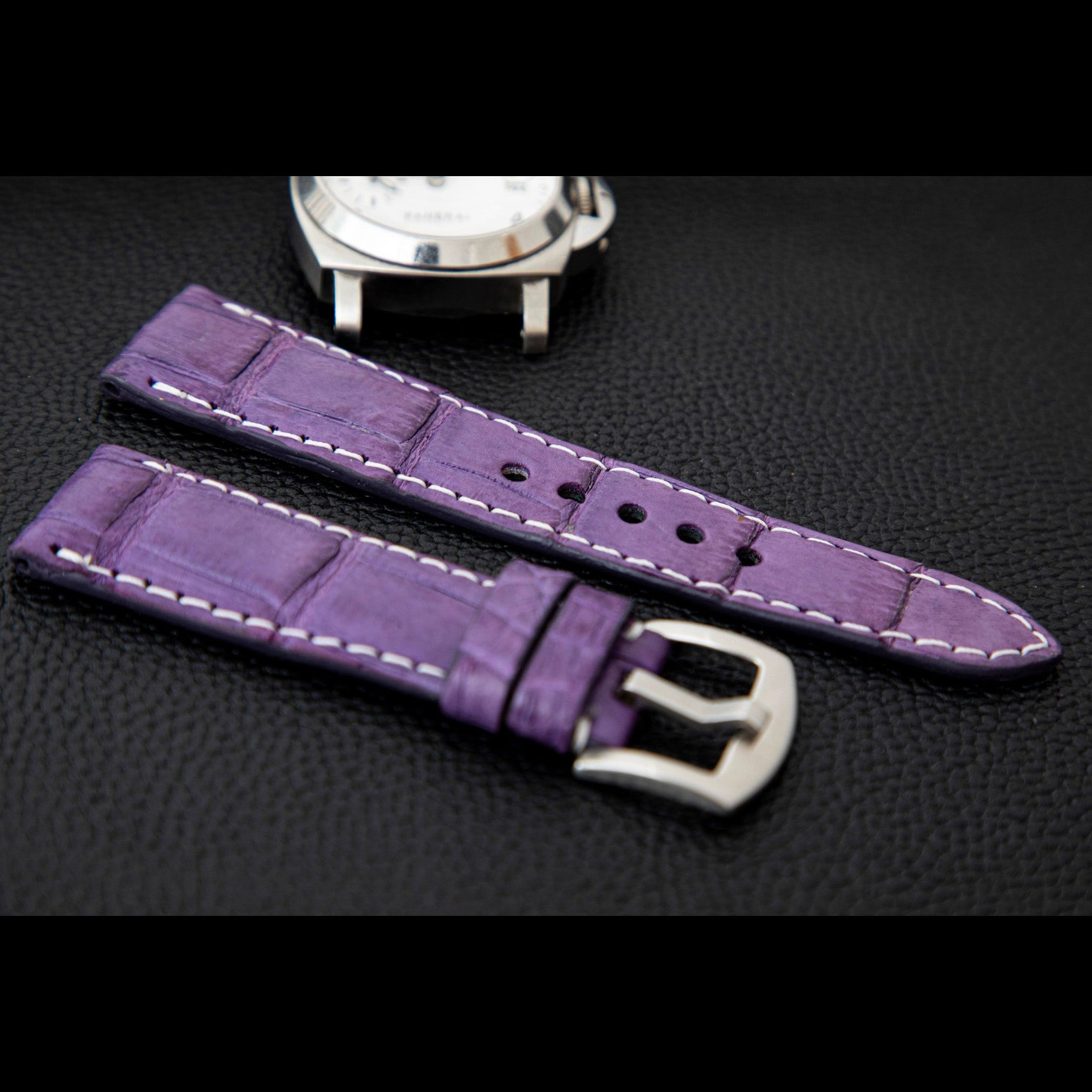 PURPLE CROCODILE BELLY LEATHER STRAP