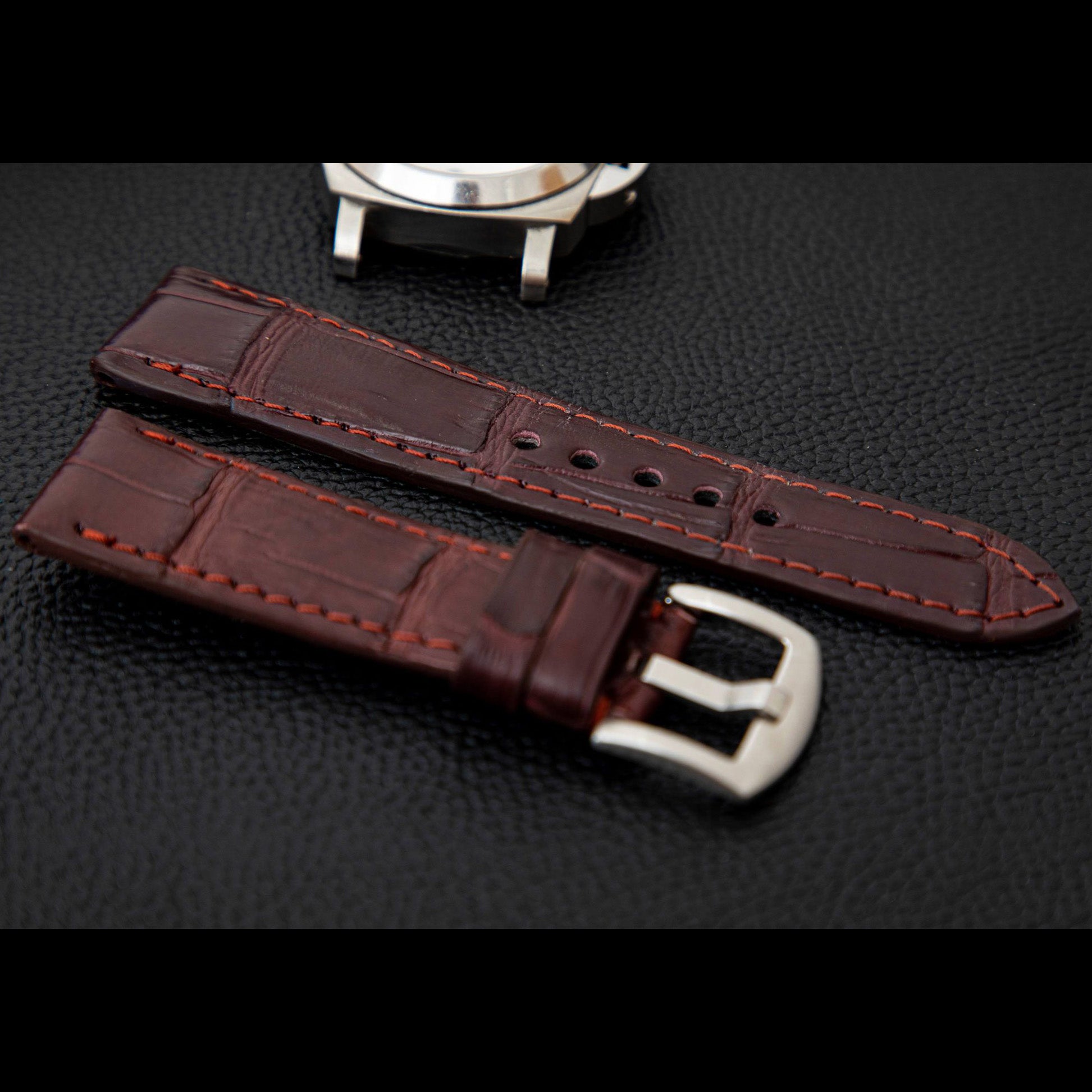 RED CROCODILE BELLY LEATHER STRAP