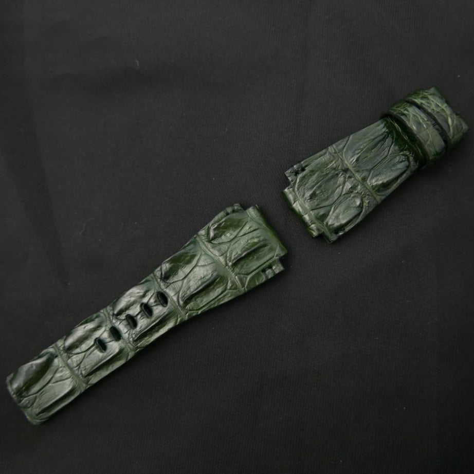 GREEN CROCODILE HORNBACK LEATHER STRAP