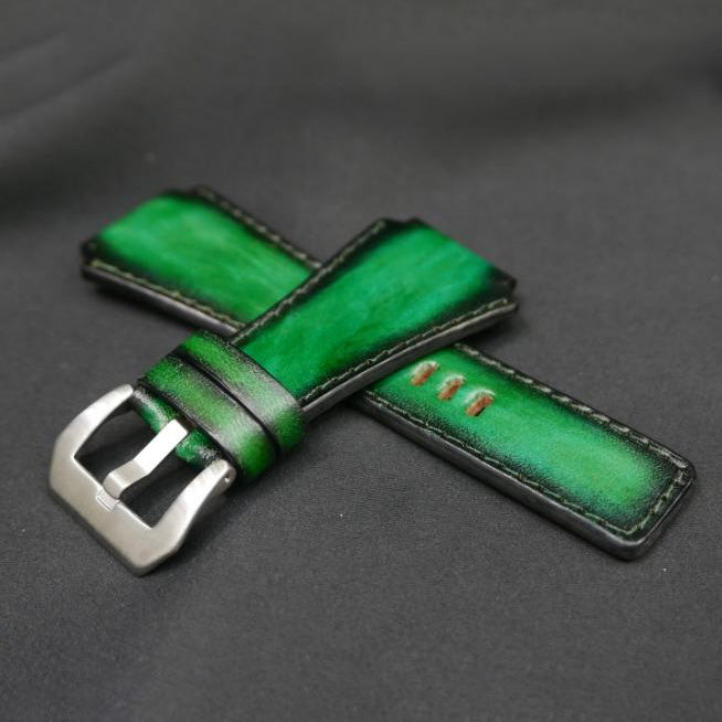 BLACK&GREEN CALF LEATHER STRAP
