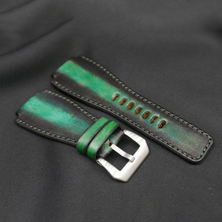 BLACK&GREEN CALF LEATHER STRAP
