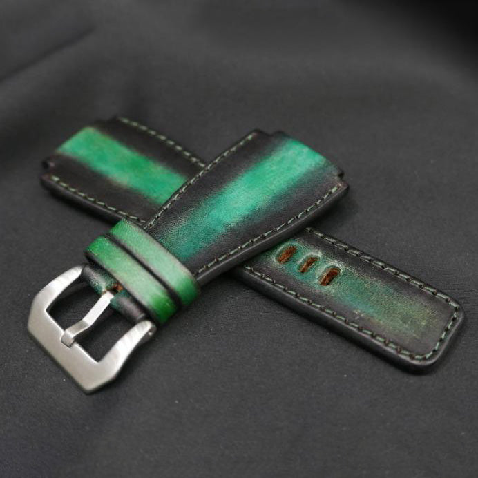 BLACK&GREEN CALF LEATHER STRAP