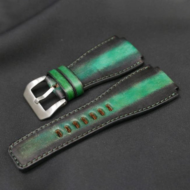 BLACK&GREEN CALF LEATHER STRAP