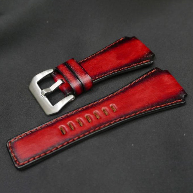 BLACK&RED CALF LEATHER STRAP
