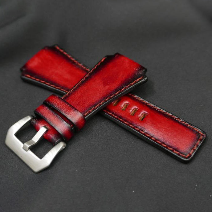 BLACK&RED CALF LEATHER STRAP