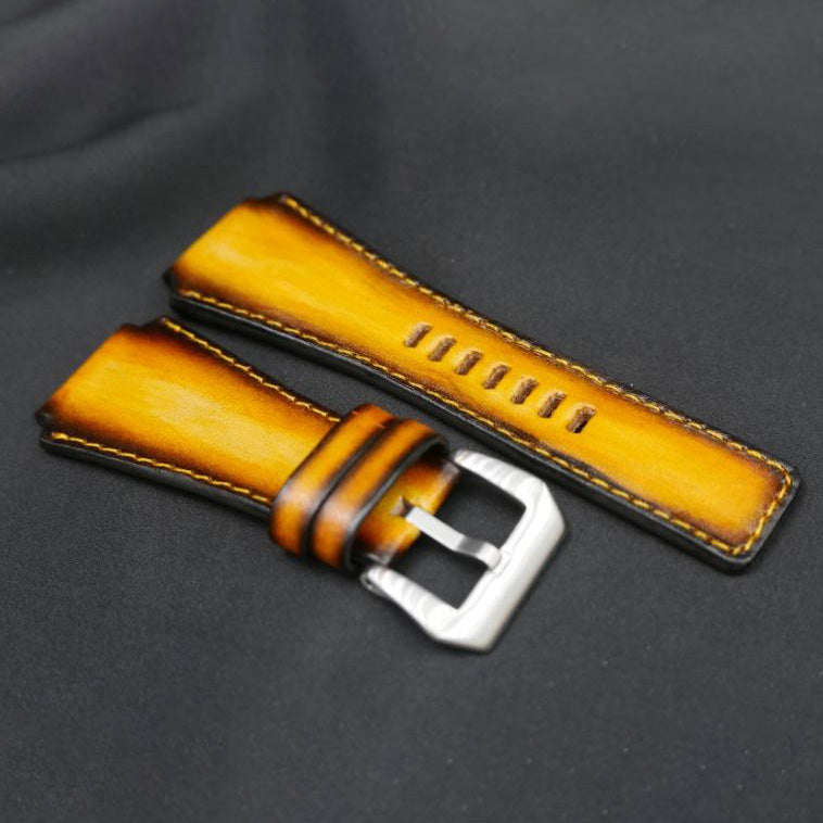 BLACK&YELLOW CALF LEATHER STRAP