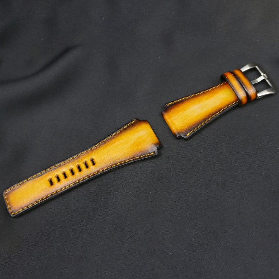 BLACK&YELLOW CALF LEATHER STRAP