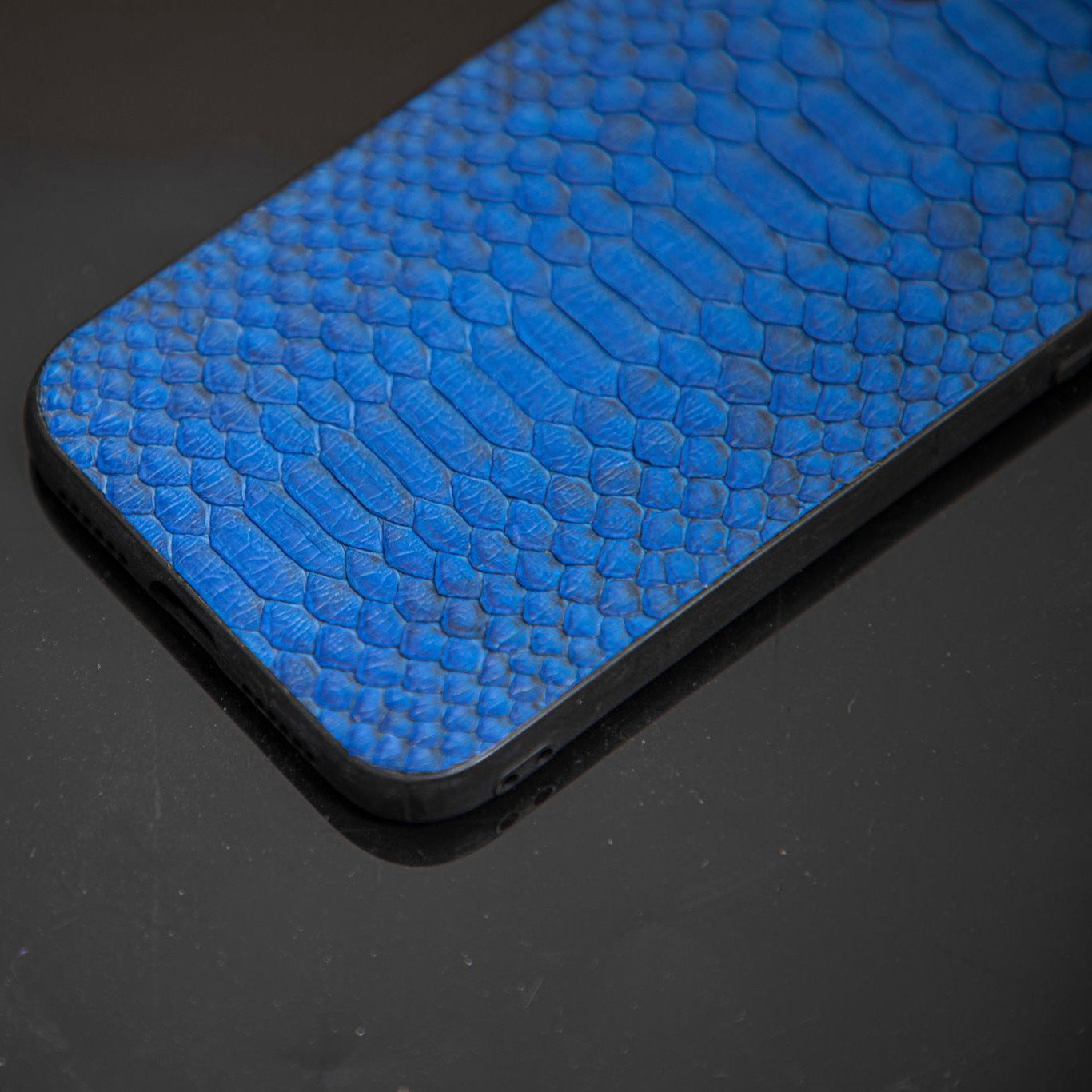 BLUE PYTHON LEATHER PHONE CASE