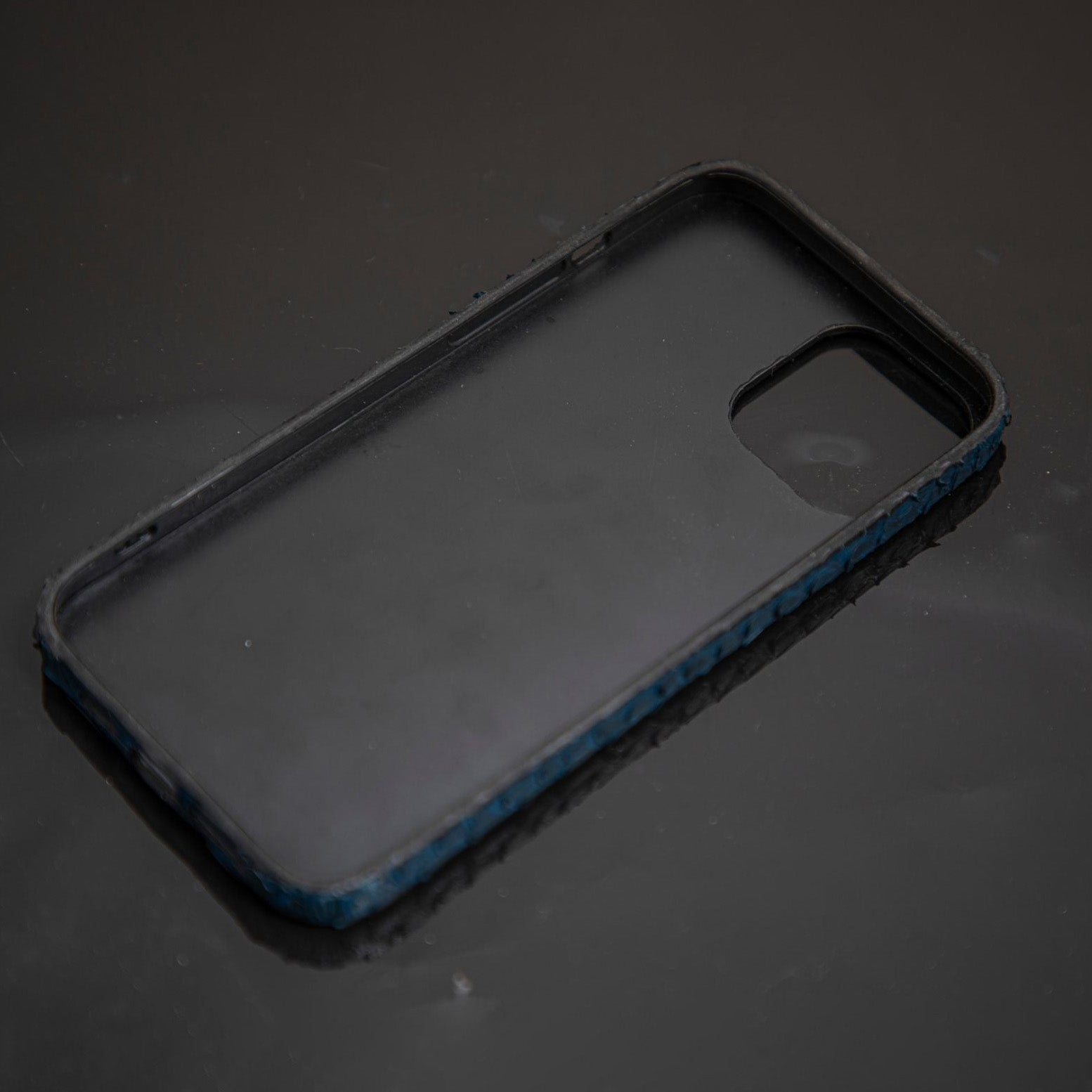 BLUE PYTHON LEATHER PHONE CASE