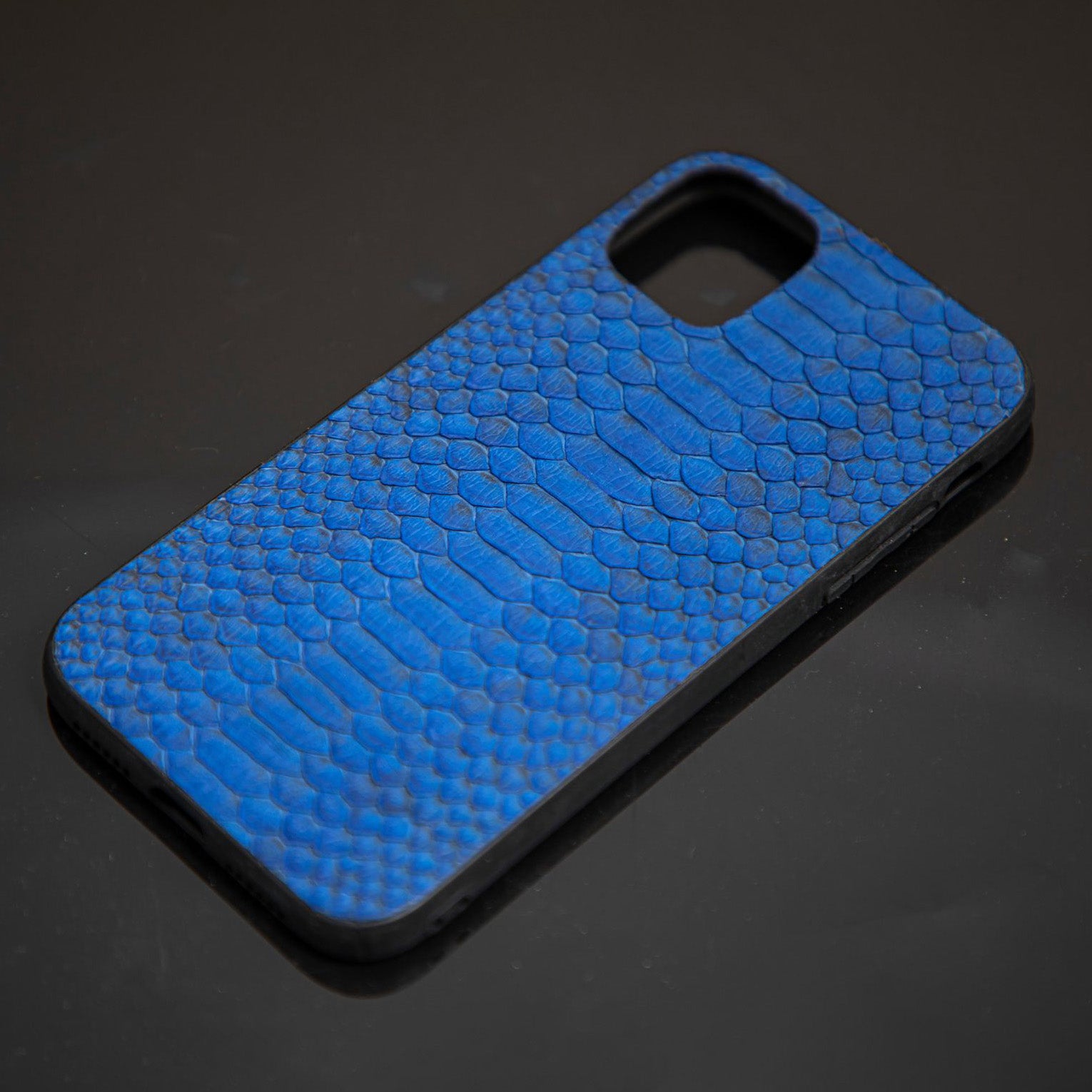 BLUE PYTHON LEATHER PHONE CASE