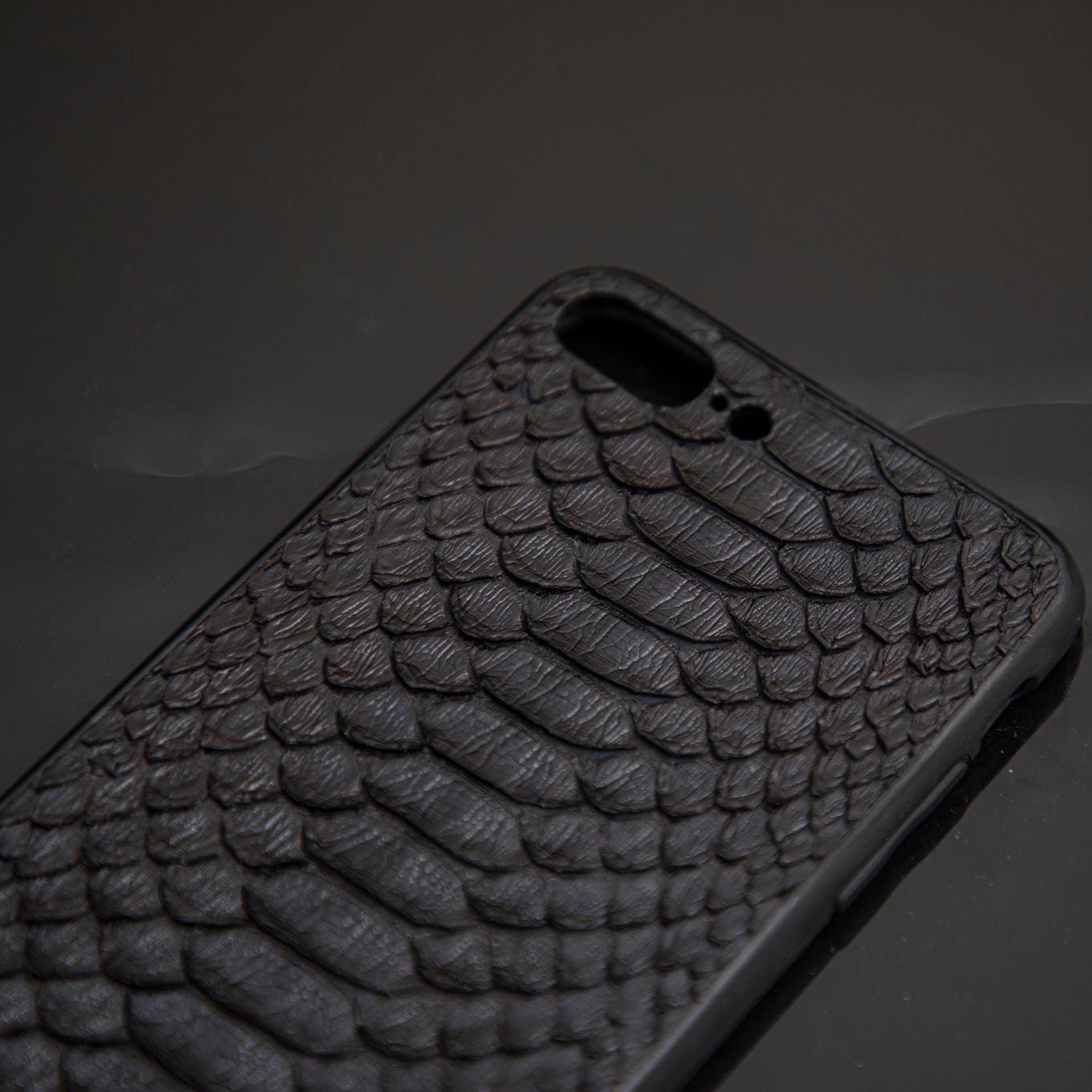BLACK PYTHON LEATHER PHONE CASE