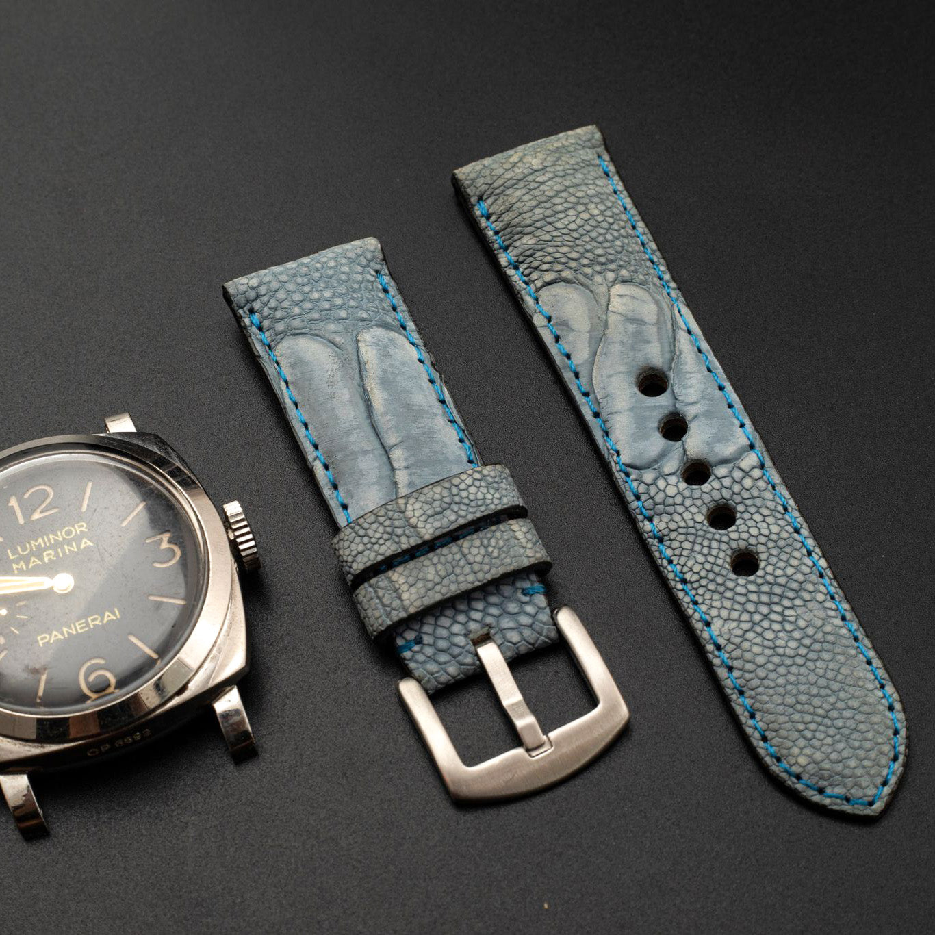 BLUE OSTRICH LEATHER STRAP