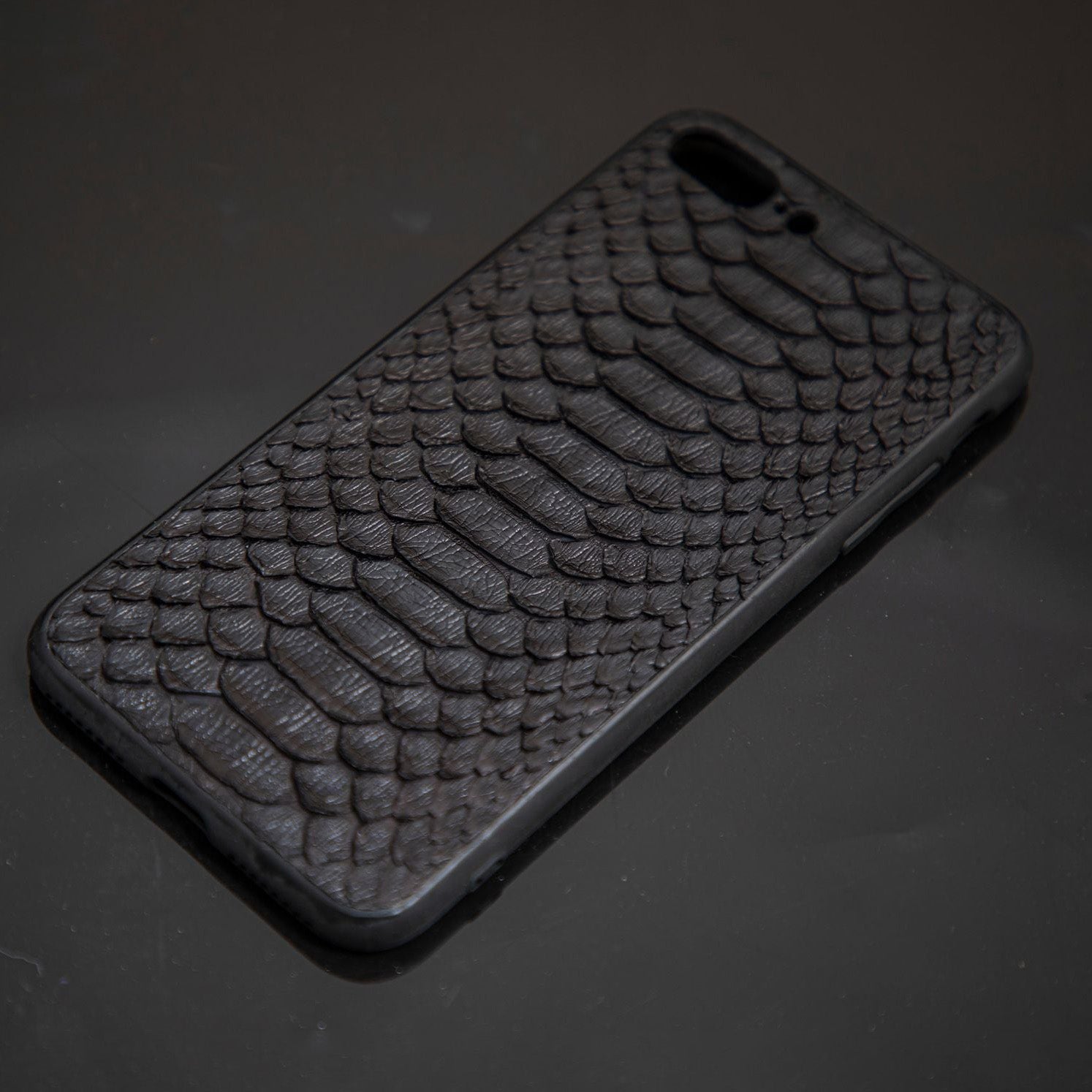 BLACK PYTHON LEATHER PHONE CASE