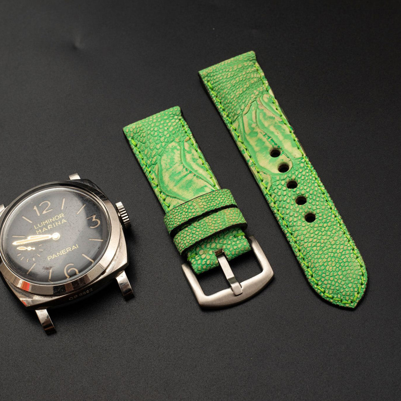 GREEN OSTRICH LEATHER STRAP