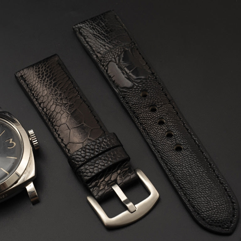 BLACK OSTRICH LEATHER STRAP