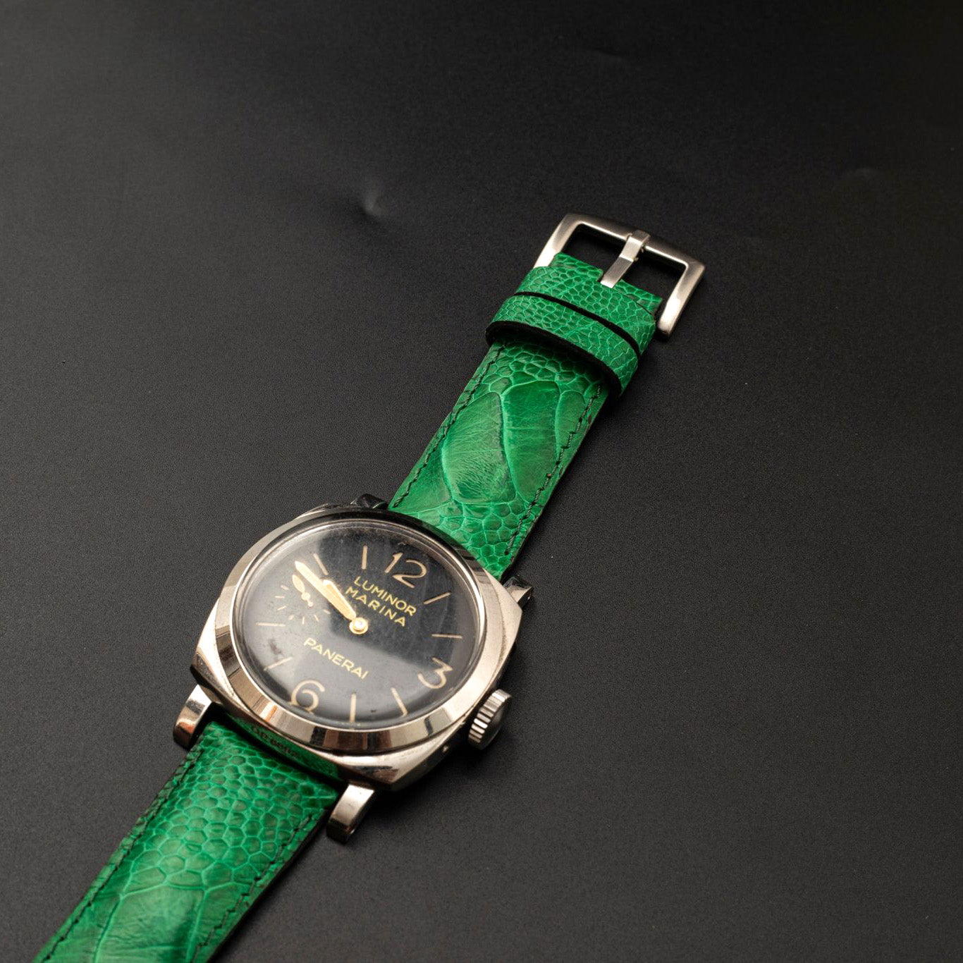 GREEN OSTRICH LEATHER STRAP