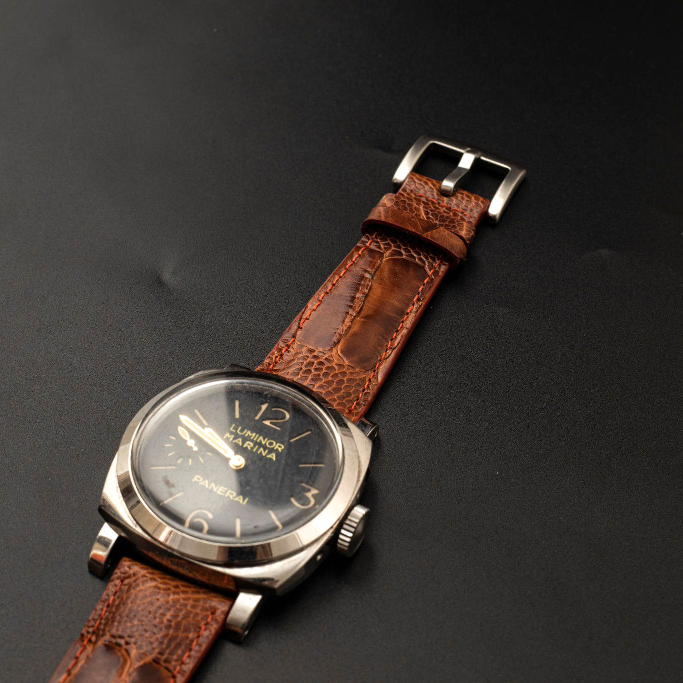 BROWN OSTRICH LEATHER STRAP