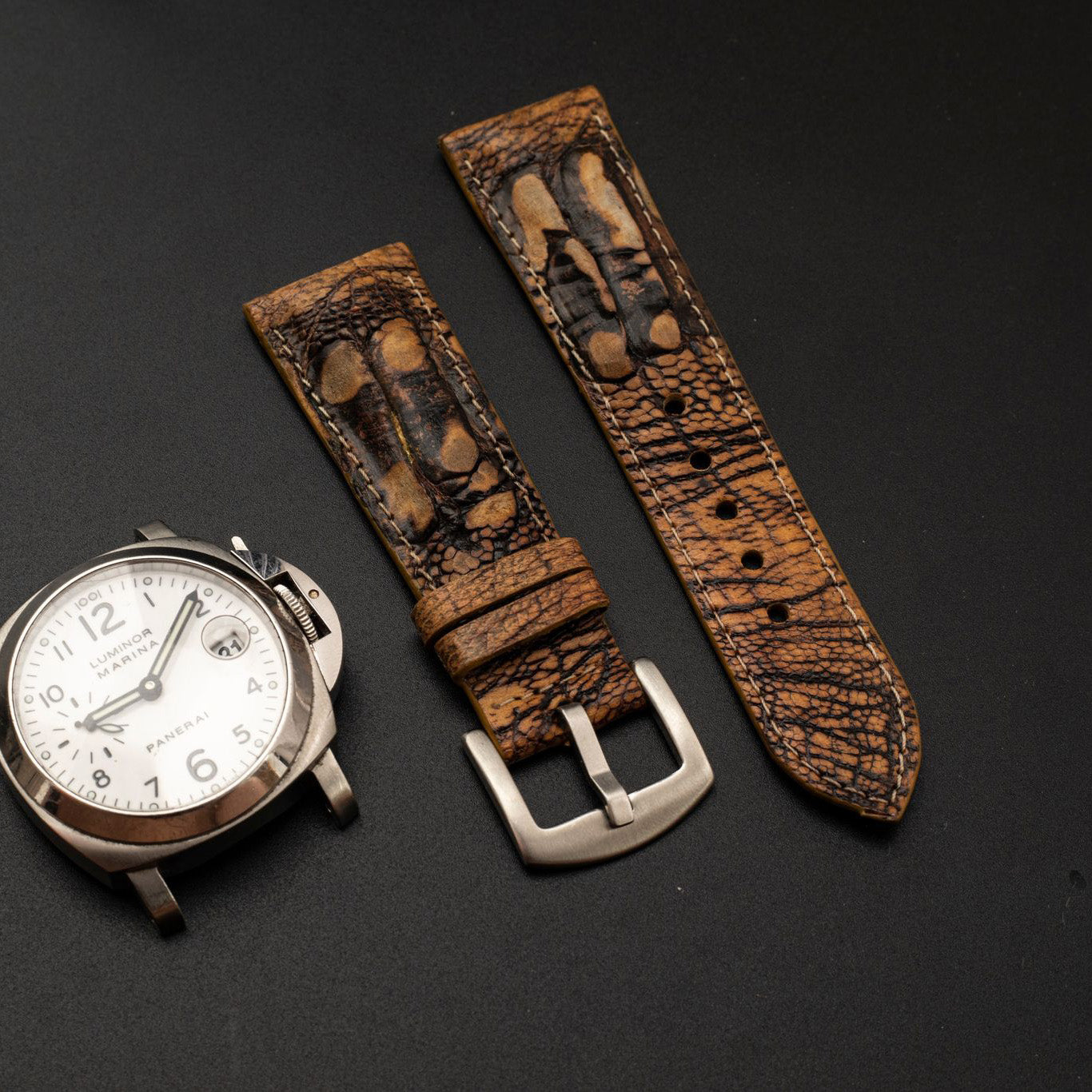 BROWN OSTRICH LEATHER STRAP