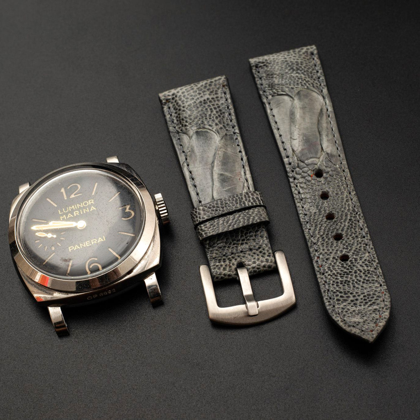 GREY OSTRICH LEATHER STRAP