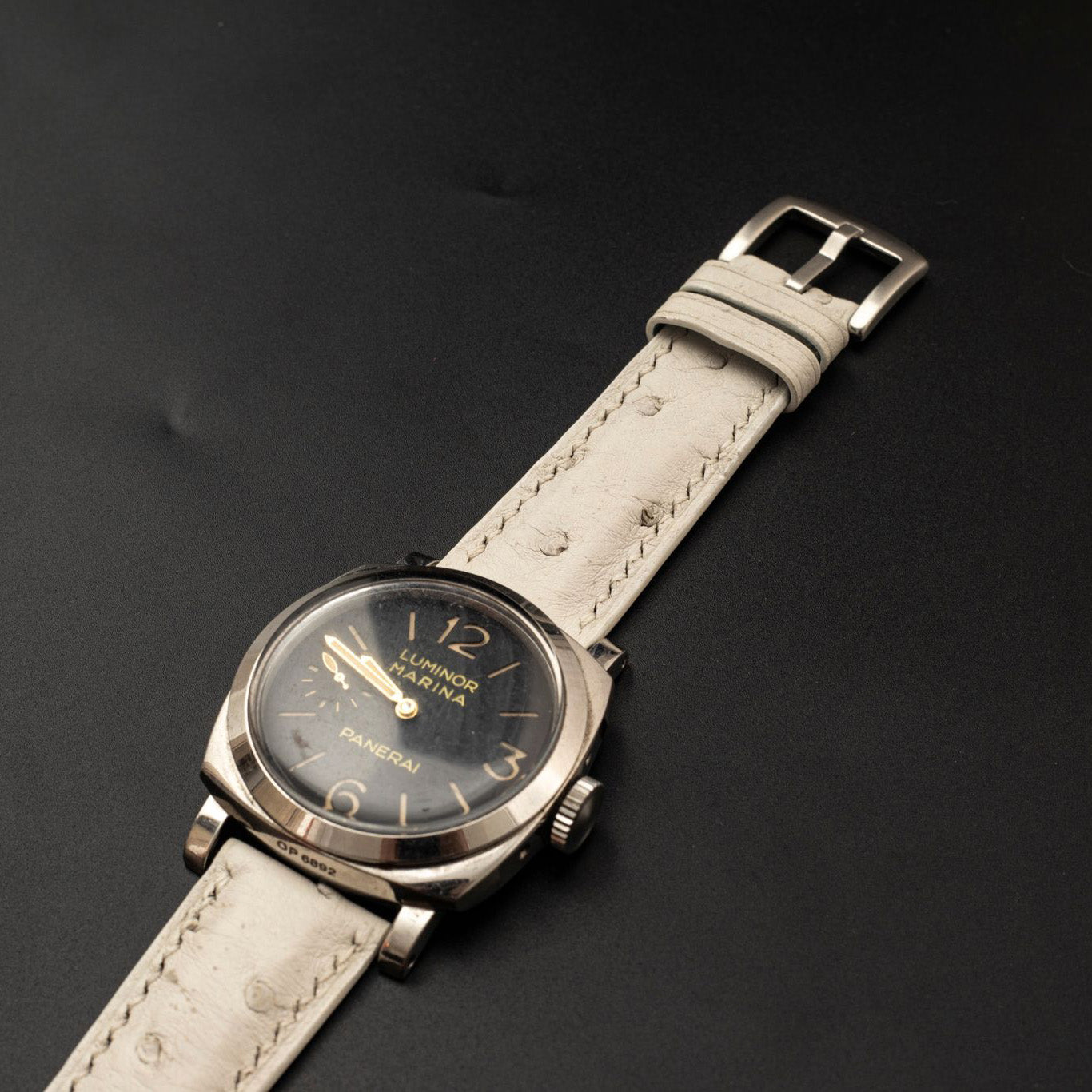 WHITE OSTRICH LEATHER STRAP