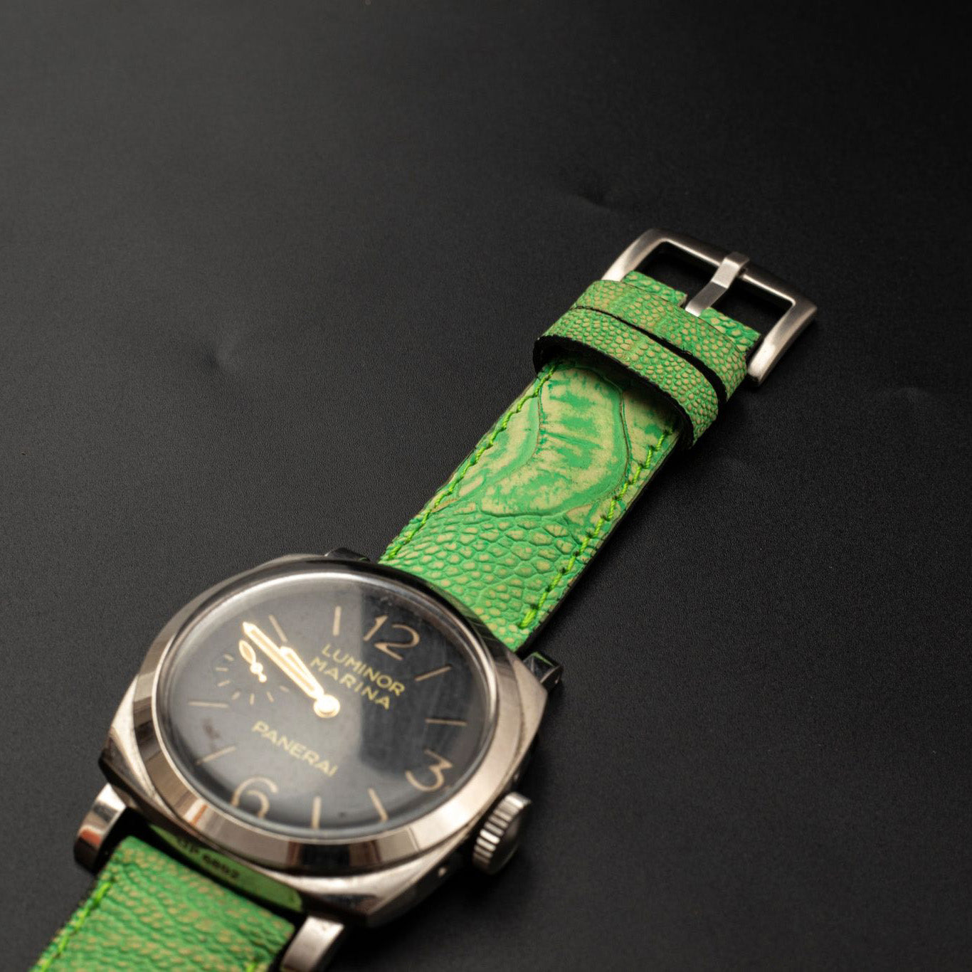 GREEN OSTRICH LEATHER STRAP