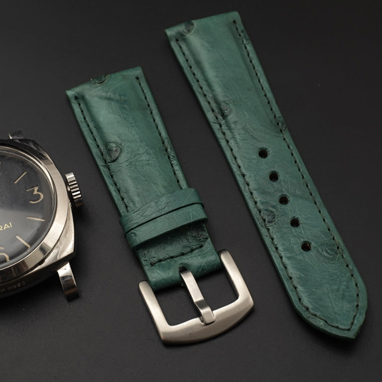 GREEN OSTRICH LEATHER STRAP