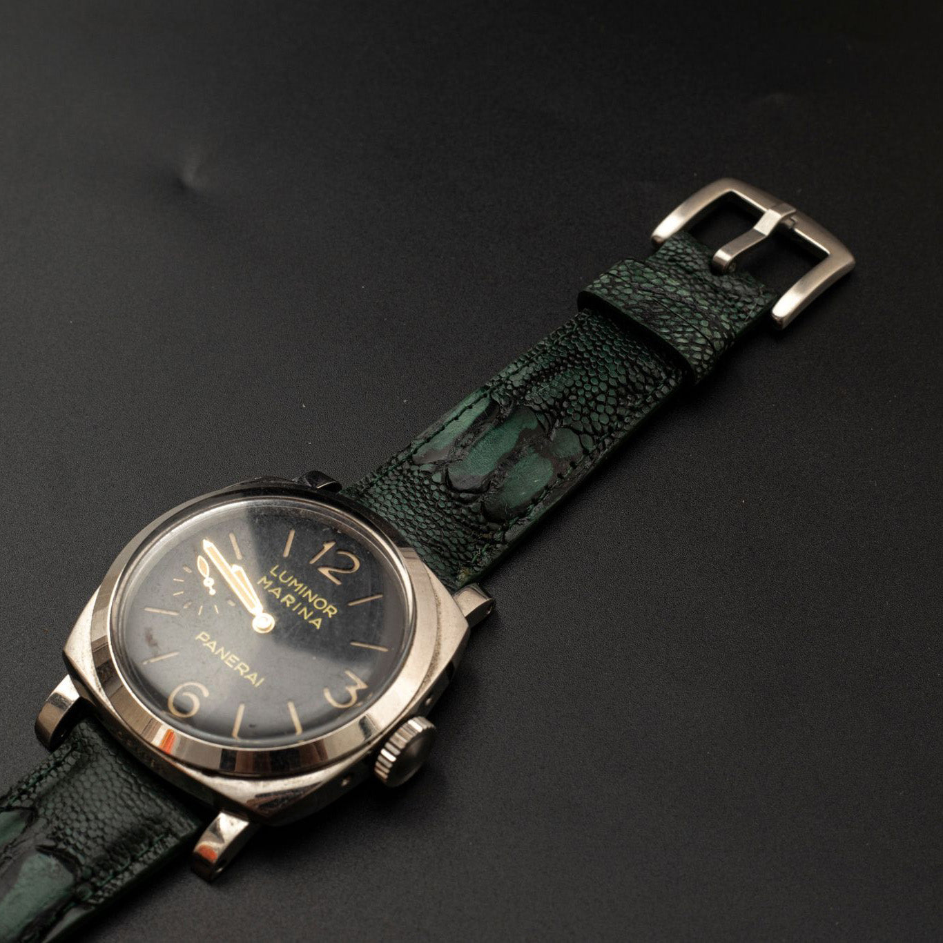 GREEN OSTRICH LEATHER STRAP