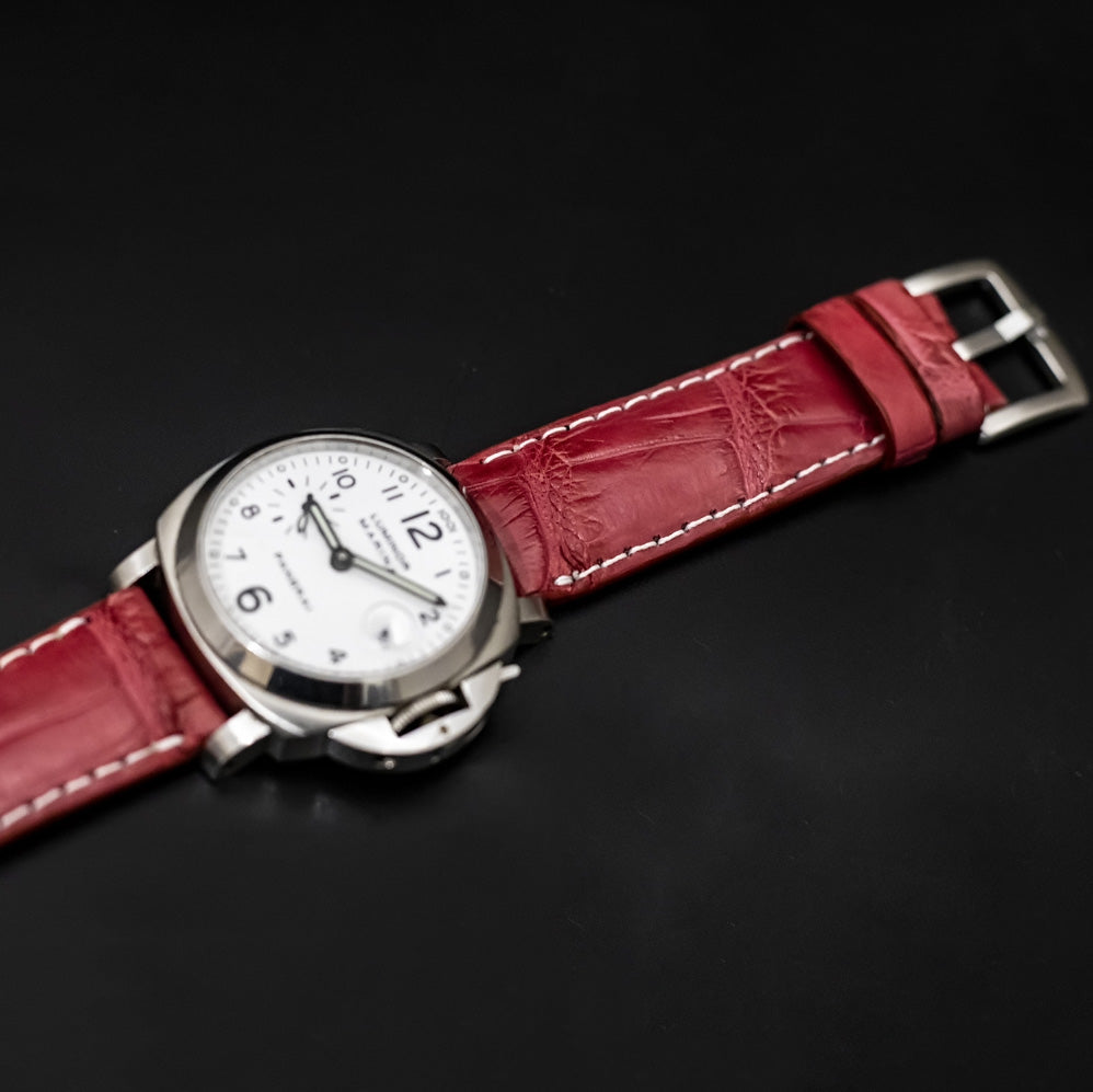 PINK CROCODILE BELLY LEATHER STRAP