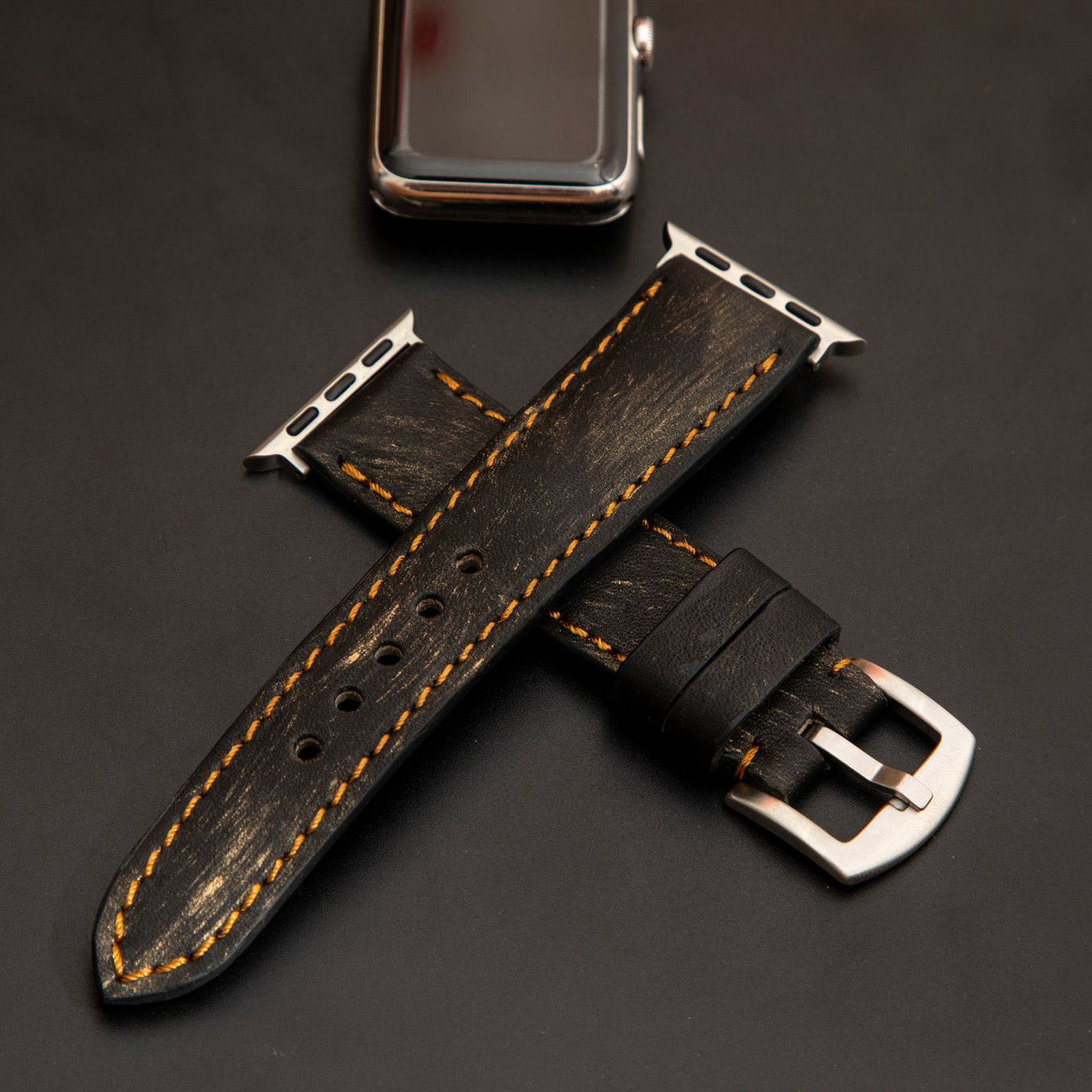 BLACK&GOLD CALF LEATHER STRAP
