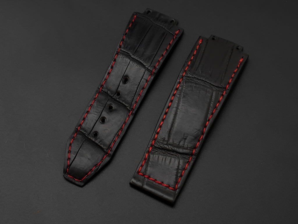 BLACK CROCODILE BELLY LEATHER STRAP - Lac Crado
