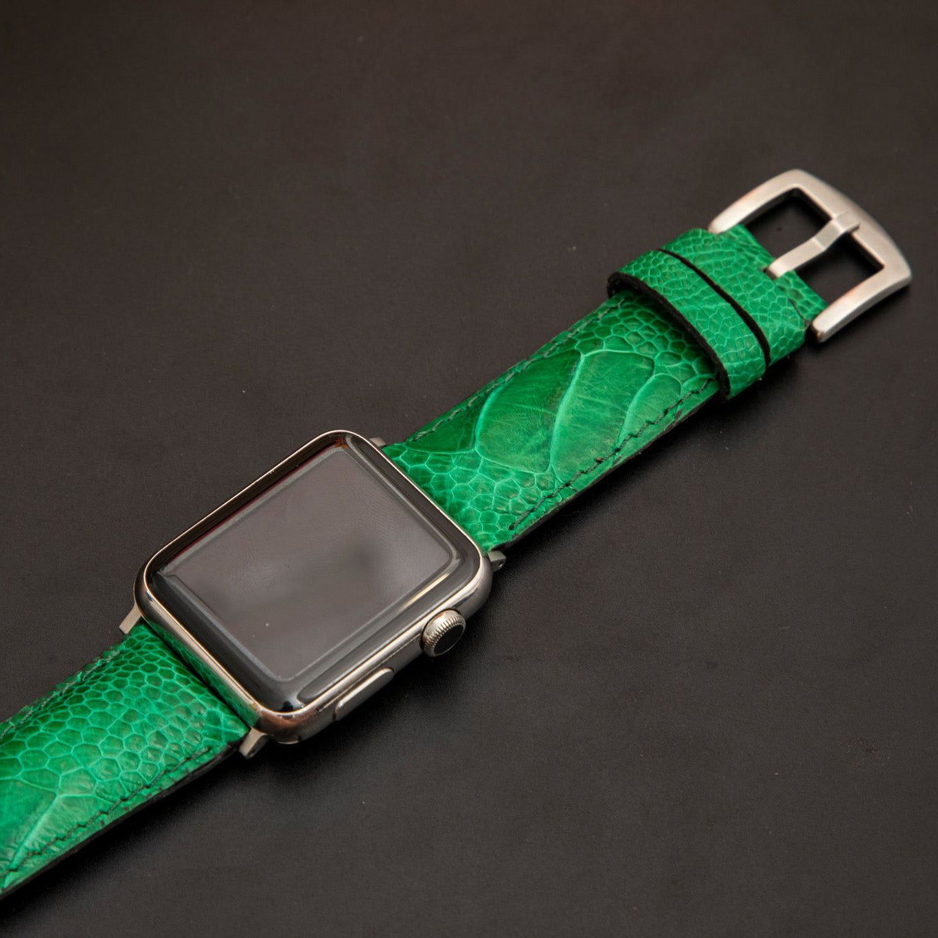 GREEN OSTRICH LEATHER STRAP
