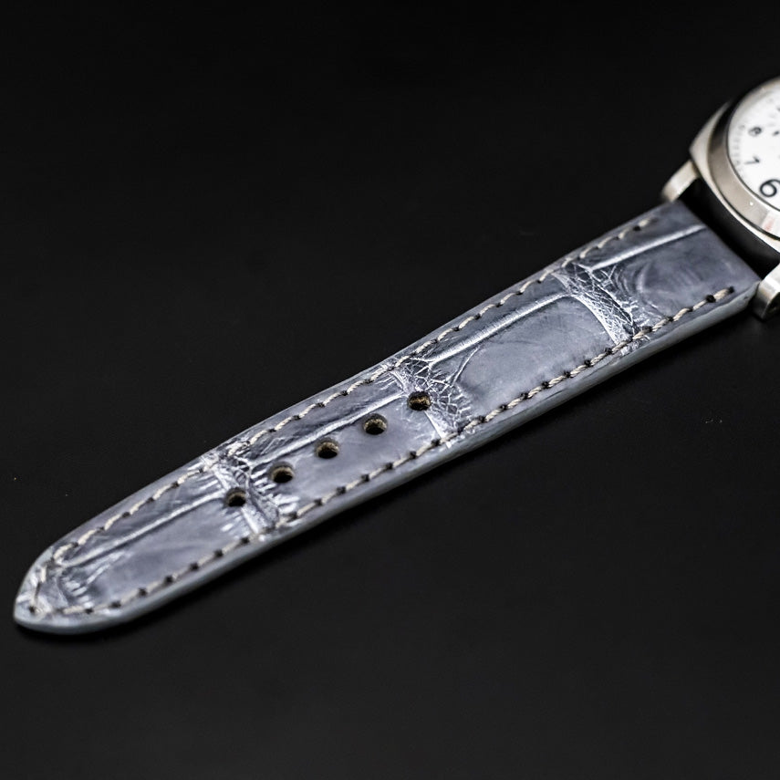 GREY CROCODILE BELLY LEATHER STRAP