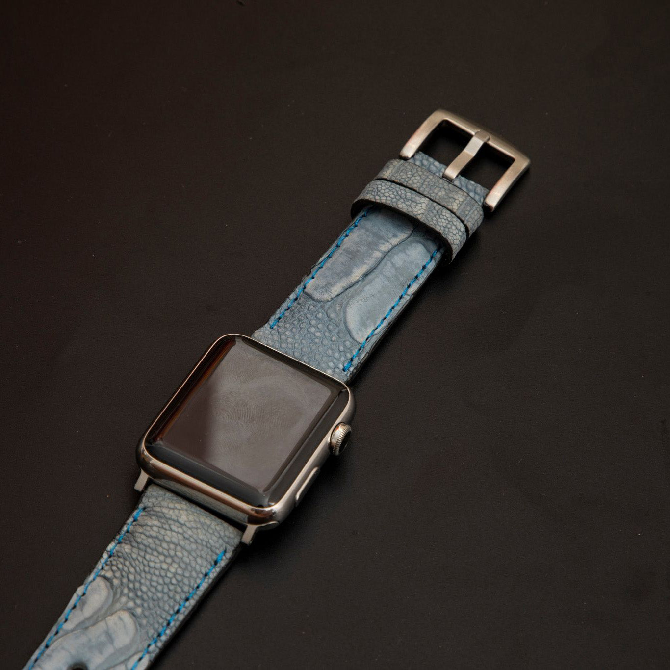 BLUE OSTRICH LEATHER STRAP