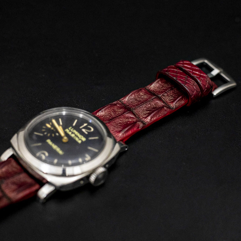 RED CROCODILE HORNBACK LEATHER STRAP