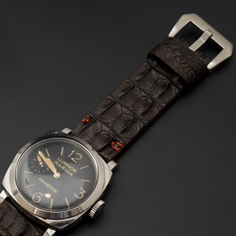 BROWN CROCODILE HORNBACK LEATHER STRAP