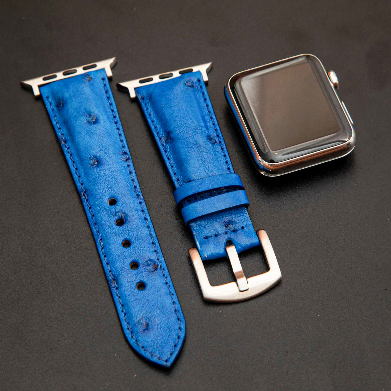 BLUE OSTRICH LEATHER STRAP