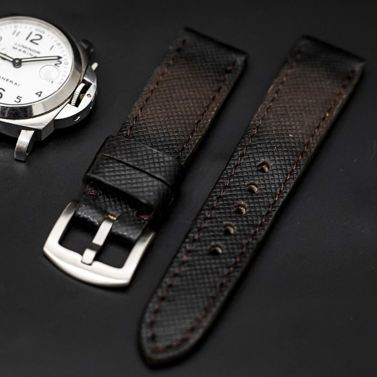 BROWN&BLACK CALF LEATHER STRAP