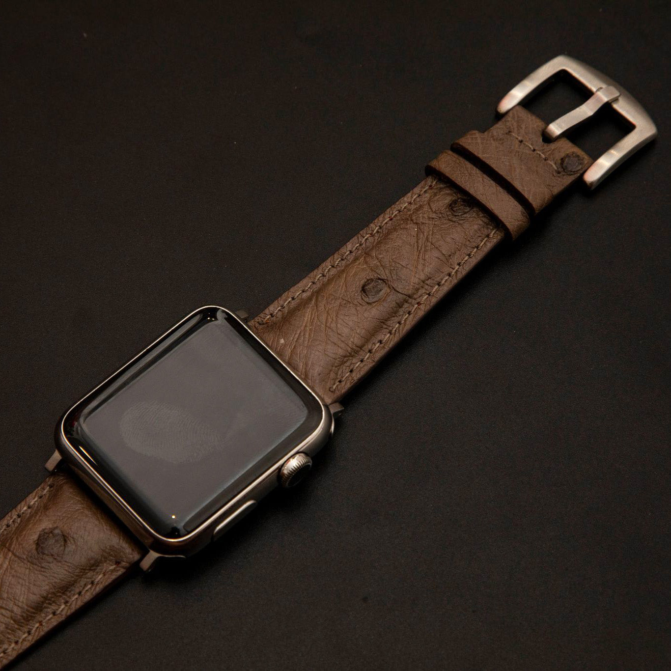 BROWN OSTRICH LEATHER STRAP