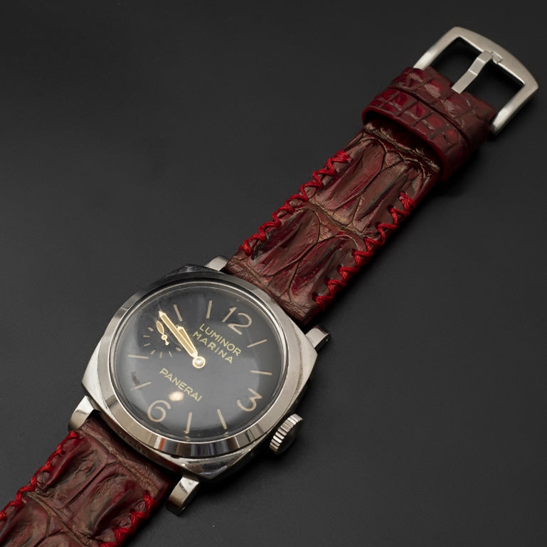 RED CROCODILE HORNBACK LEATHER STRAP