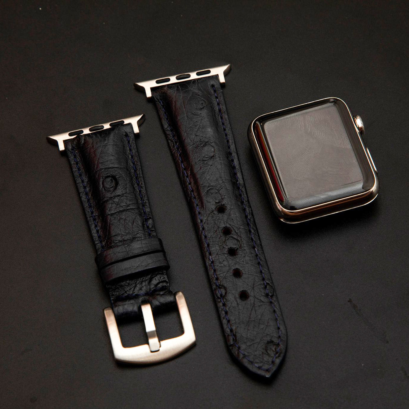 BLACK OSTRICH LEATHER STRAP