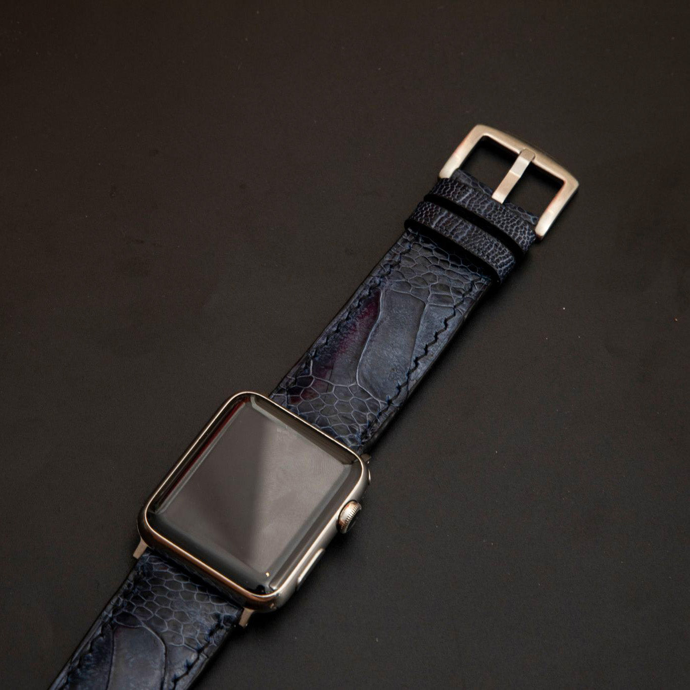 BLUE OSTRICH LEATHER STRAP