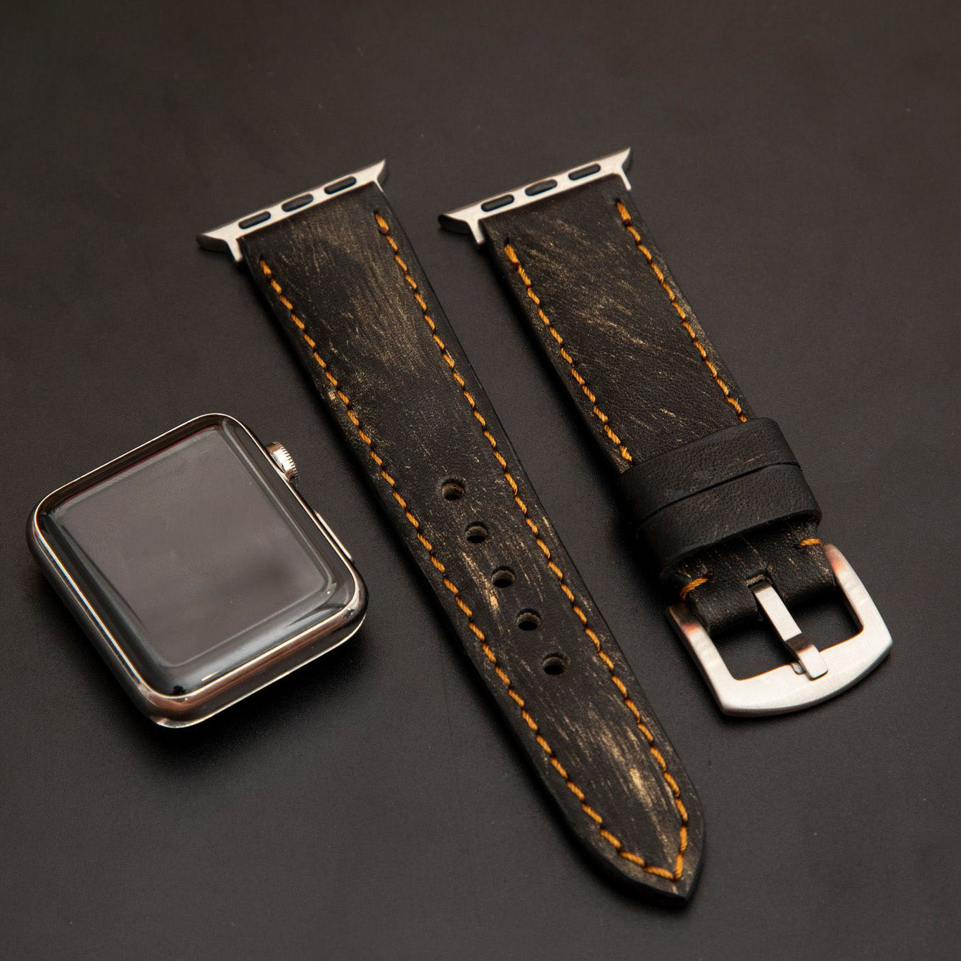 BLACK&GOLD CALF LEATHER STRAP