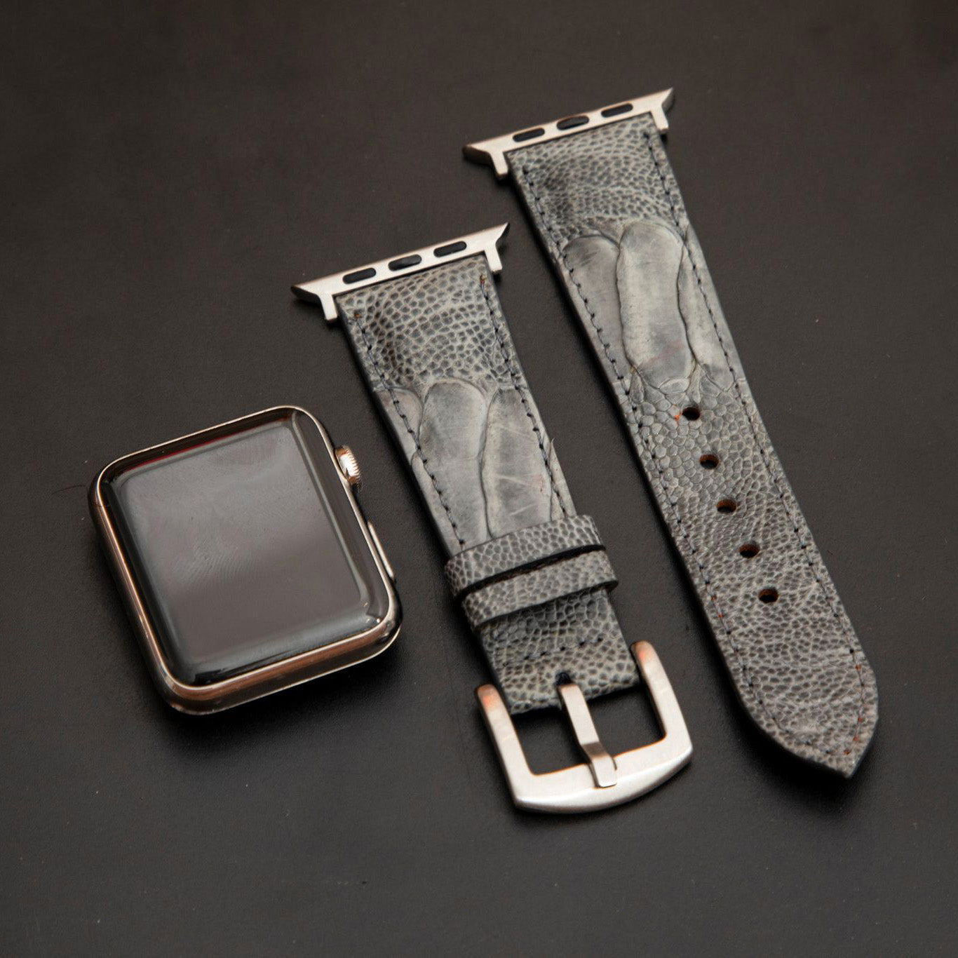 GREY OSTRICH LEATHER STRAP