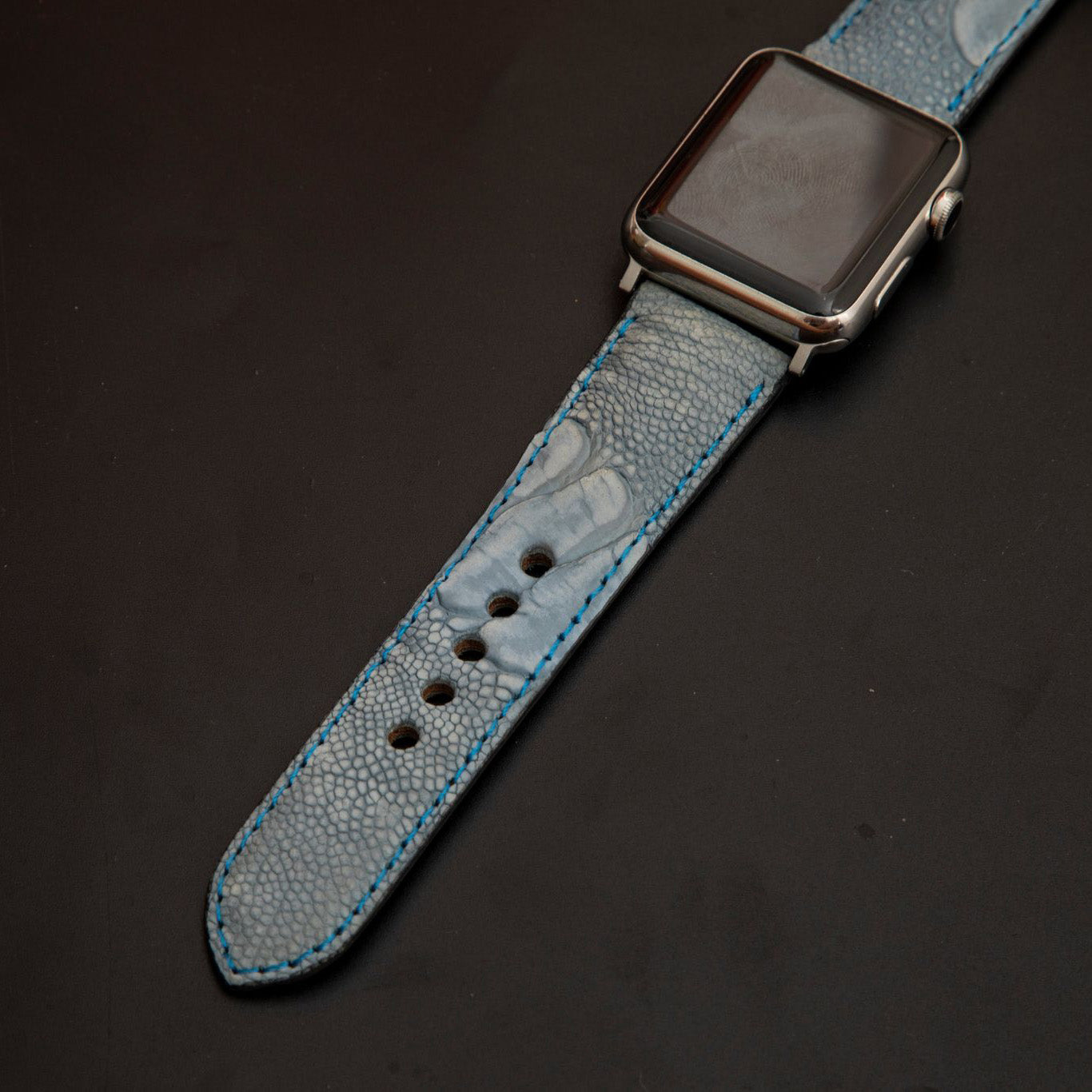 BLUE OSTRICH LEATHER STRAP