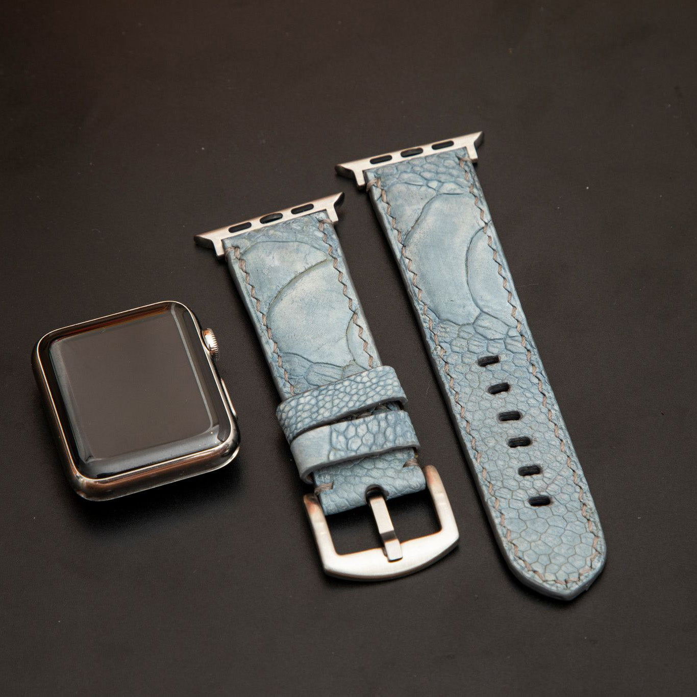 BLUE OSTRICH LEATHER STRAP