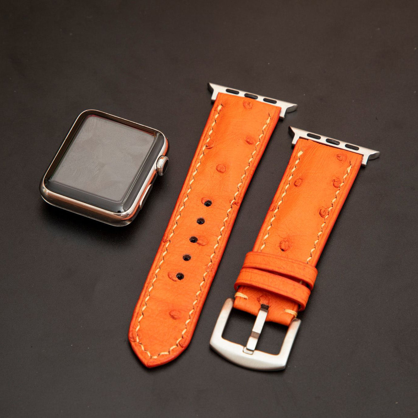 ORANGE OSTRICH LEATHER STRAP