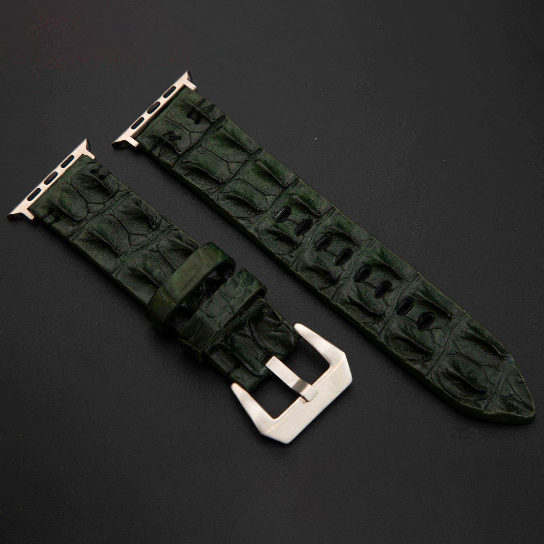 GREEN CROCODILE HORNBACK LEATHER STRAP