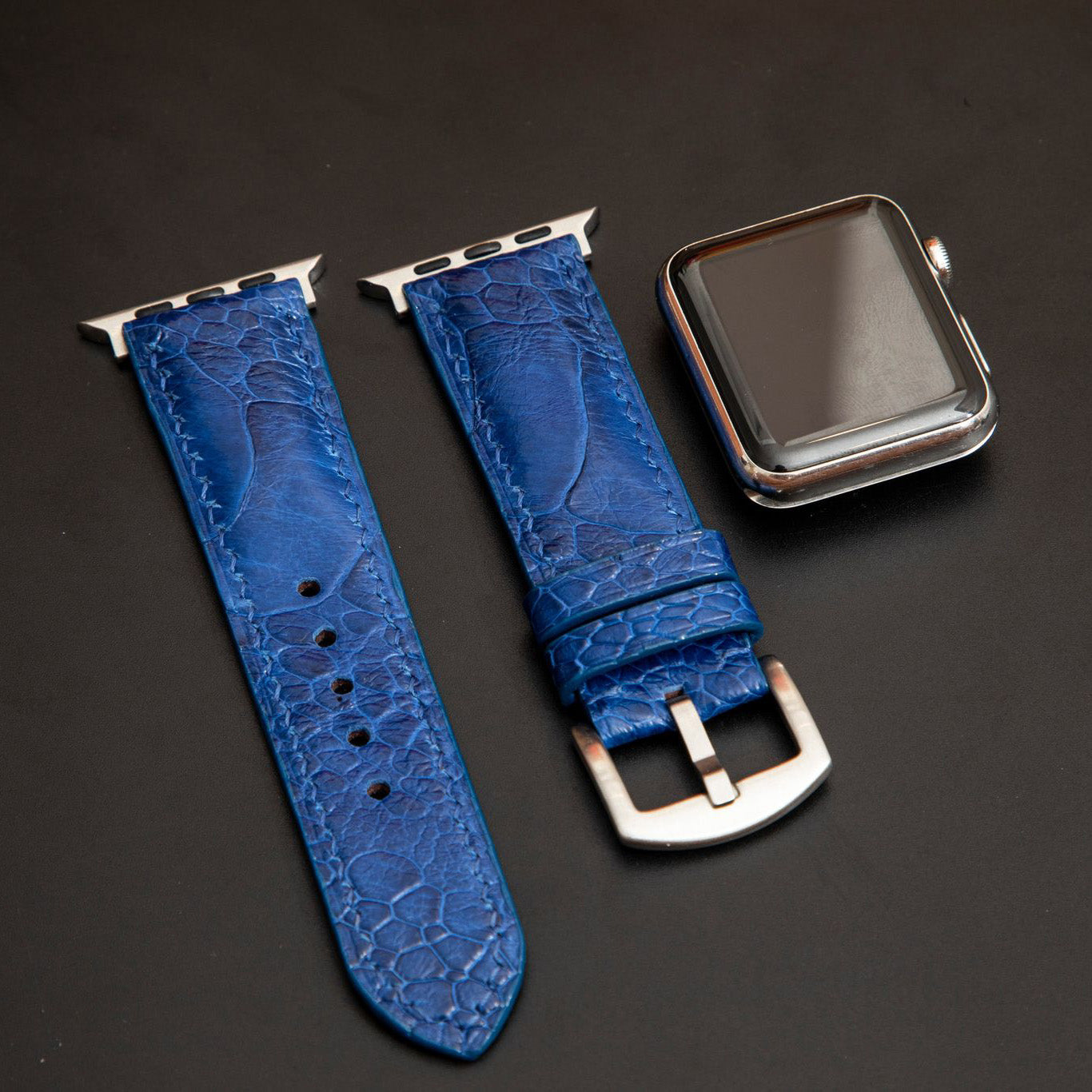 BLUE OSTRICH LEATHER STRAP