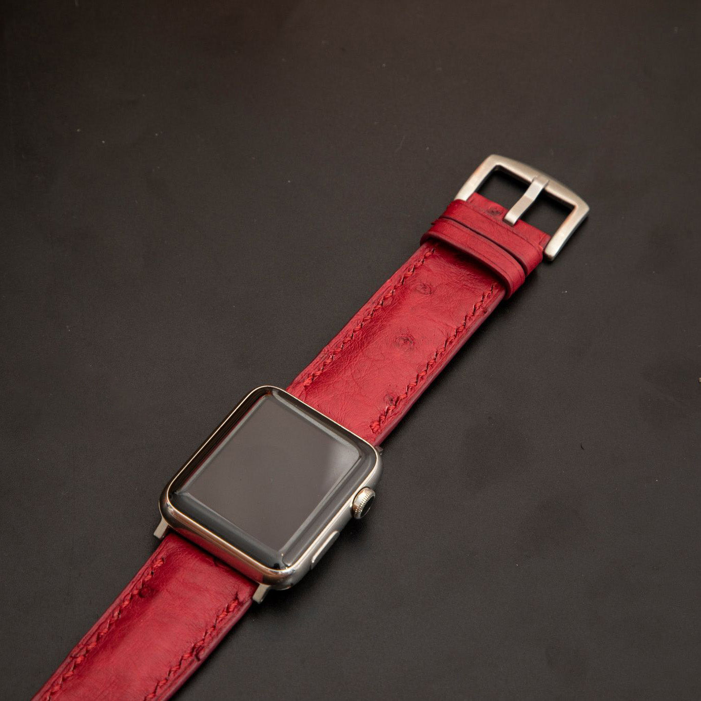 RED OSTRICH LEATHER STRAP