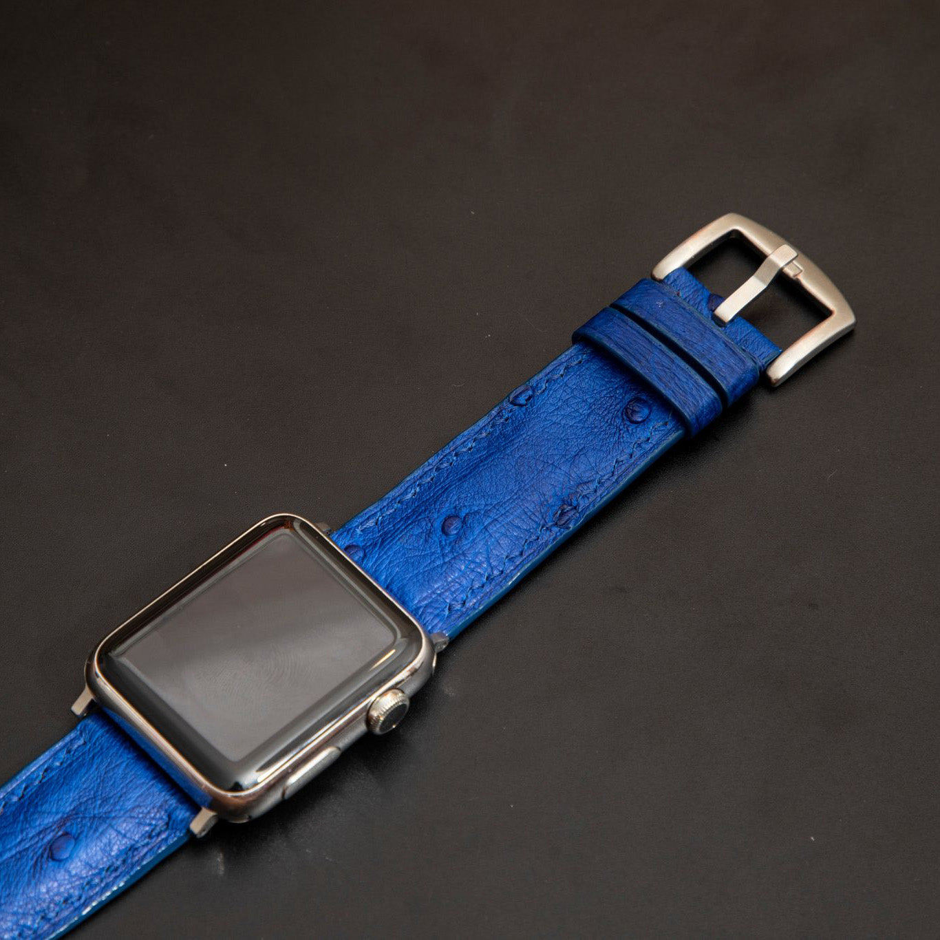BLUE OSTRICH LEATHER STRAP